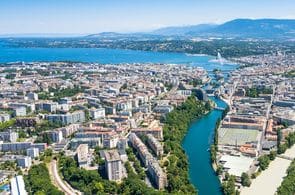 Aerial View Of Geneva City In Switzerland